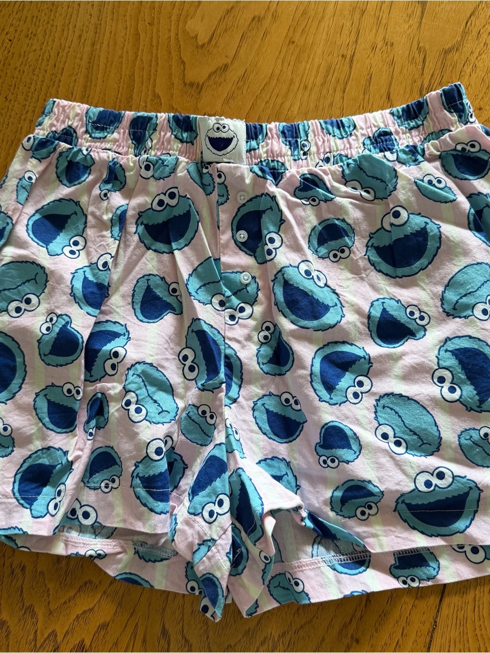 Bundle (2 Pair) Sleep Shorts Size Large Cookie Monster & VS PINK Holiday Dog